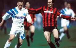 足球老照片：1991年3月20日欧冠四分之一决赛次回合米兰客战马赛