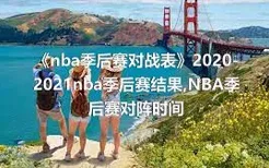 《nba季后赛对战表》2020-2021nba季后赛结果,NBA季后赛对阵时间